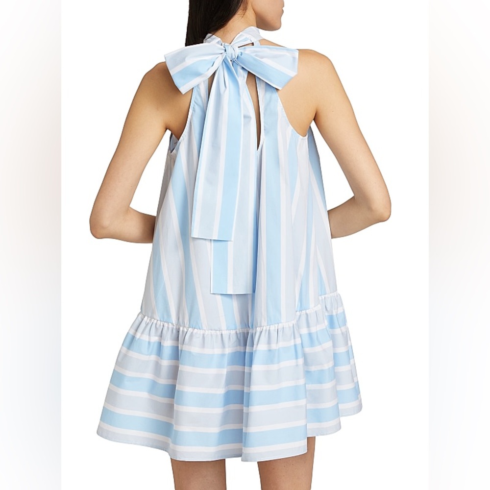 NWT Staud Marlowe Striped dress with bow halter